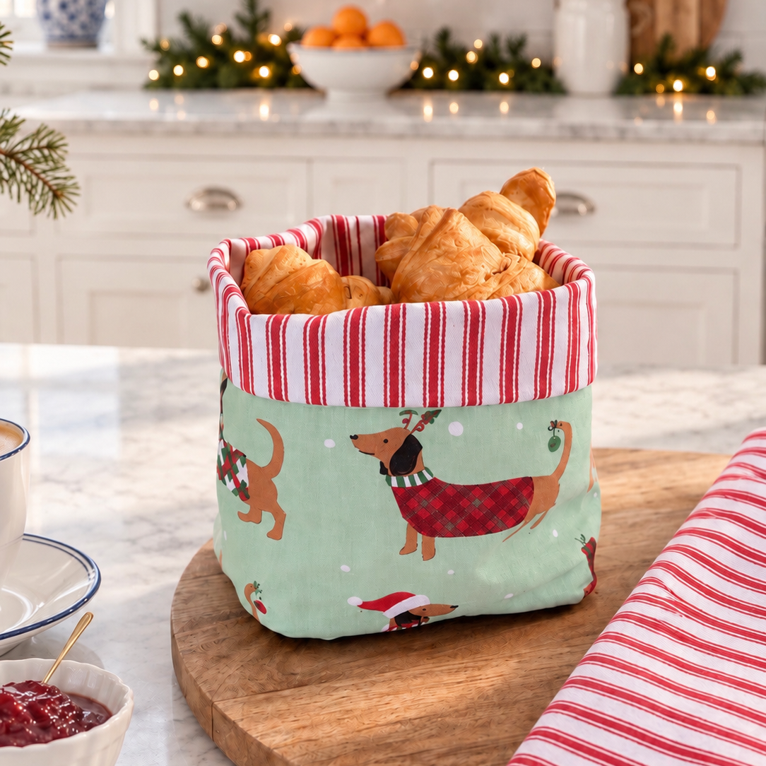 Christmas Dachshund European Bread Basket