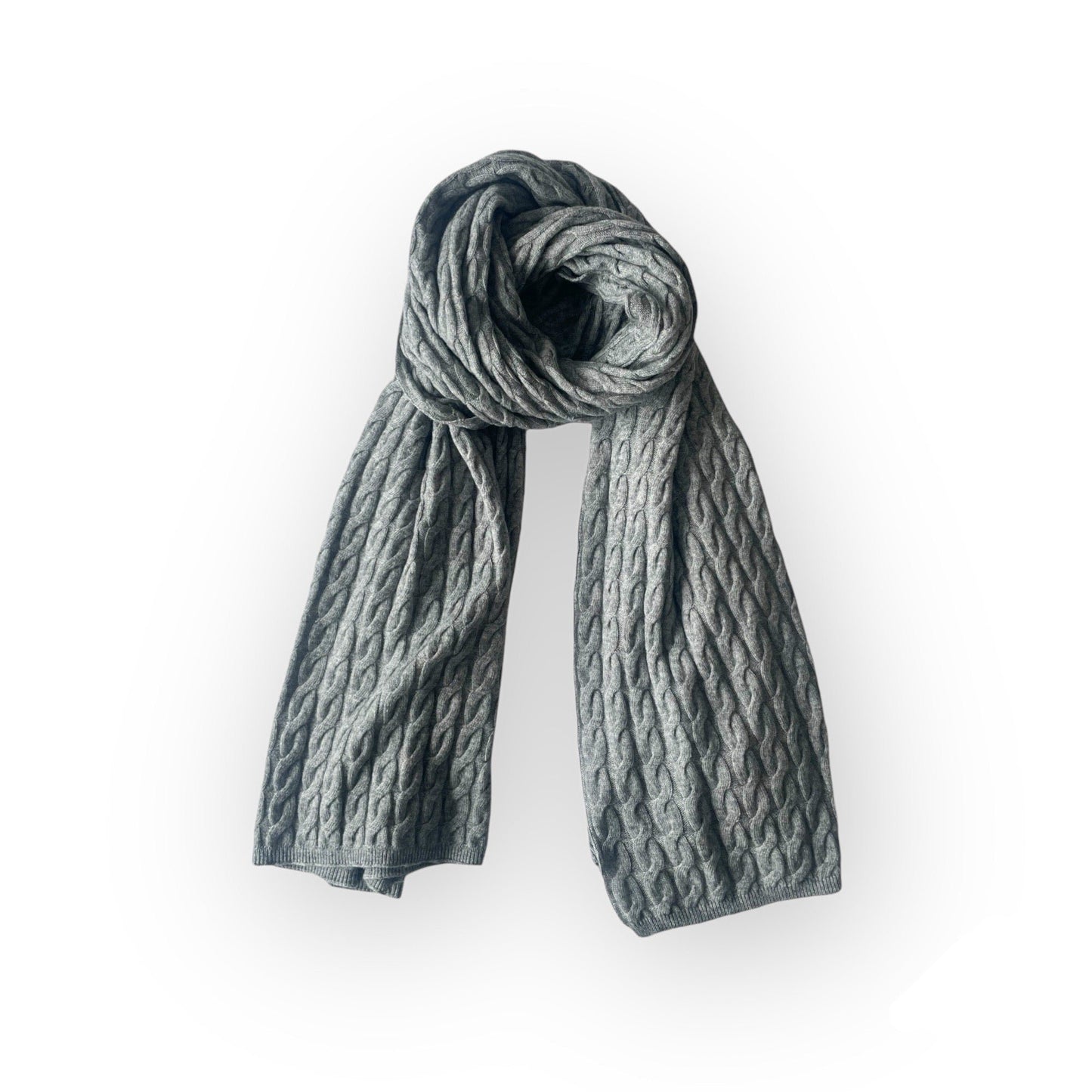 Cashmere Cable Scarf Mid Grey