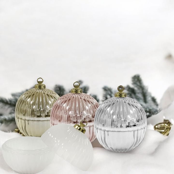 Christmas Bauble Candle Silver Med