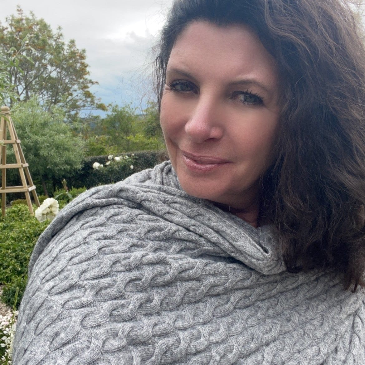 Cashmere Cable Scarf Mid Grey