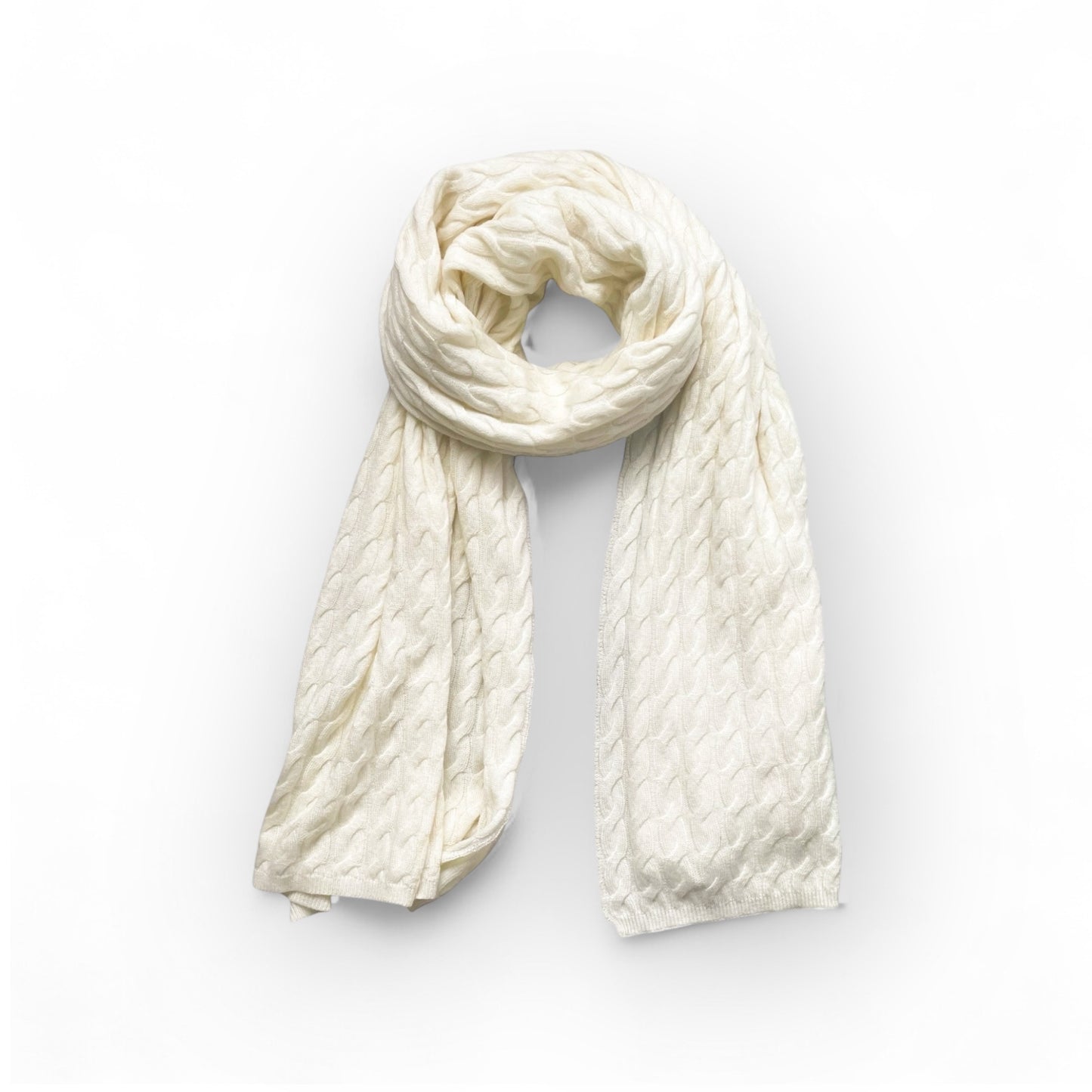Cashmere Cable Scarf Soft Cream