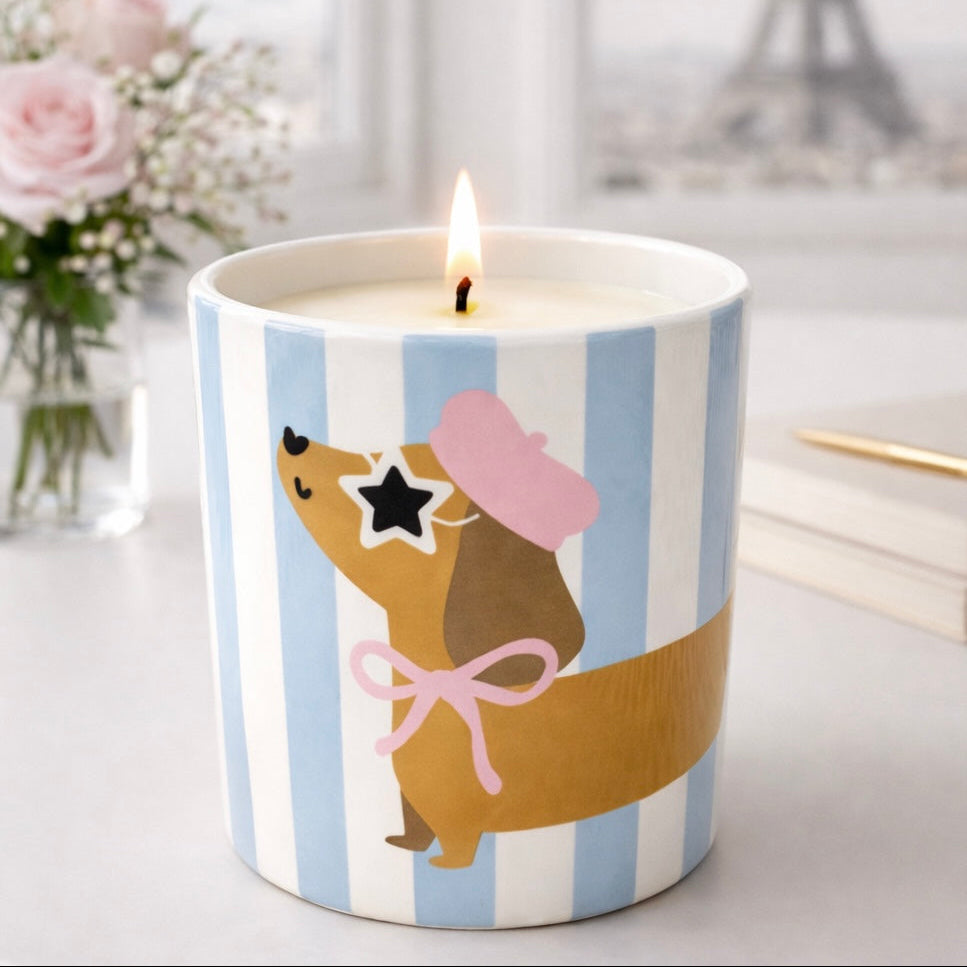 French Dashhound Candle