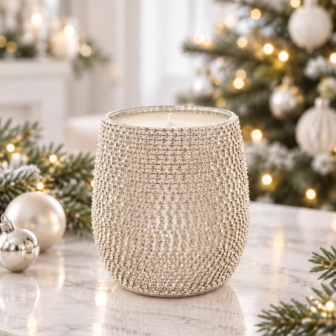 Silver Sparkle Candle