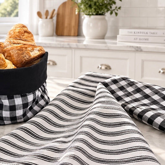 Black Ticking Tea Towel