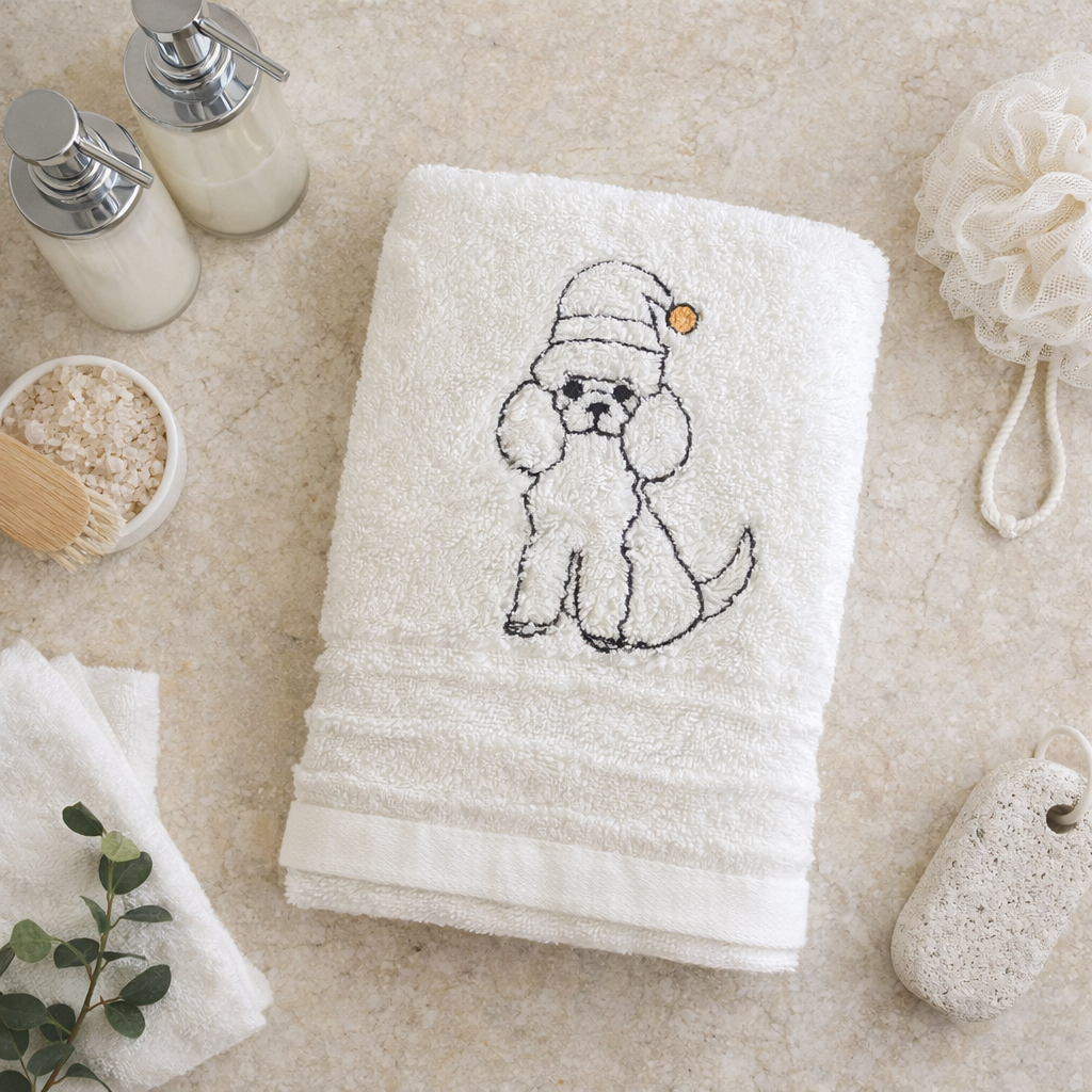 Christmas Poodle Guest Towel