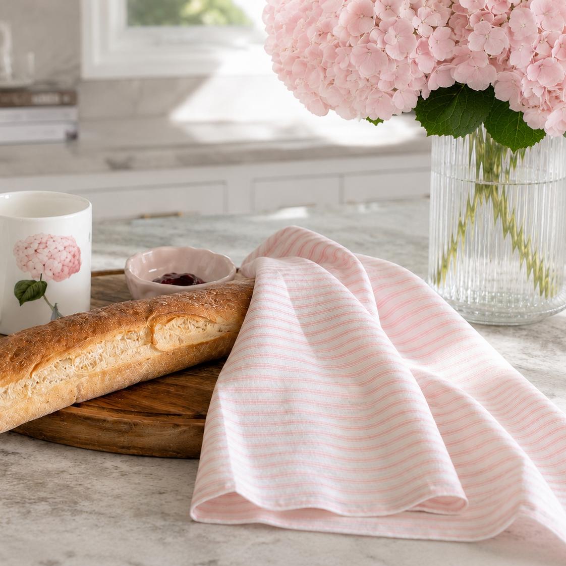 Marshmellow Ticking Tea Towel Set of Two