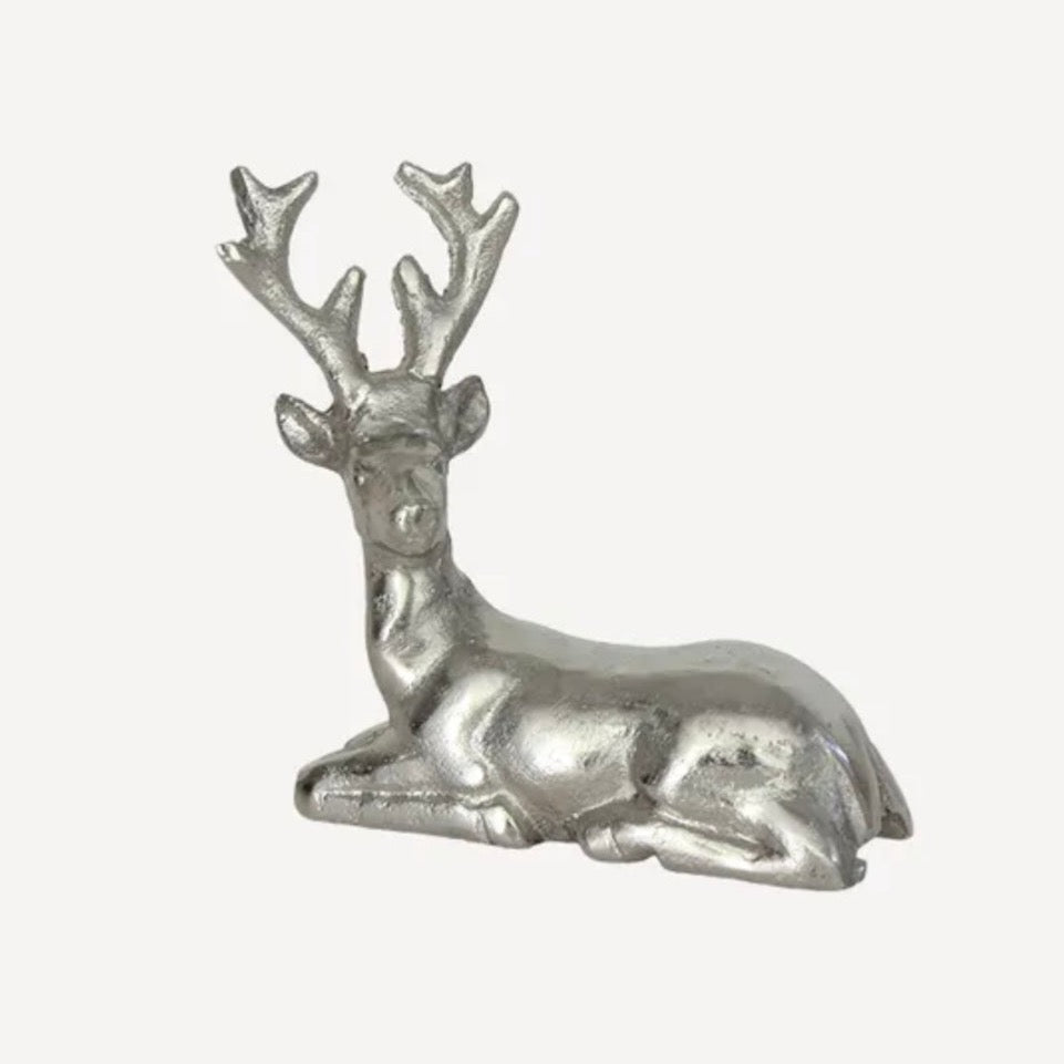 Sitting Deer Antiqued Silver