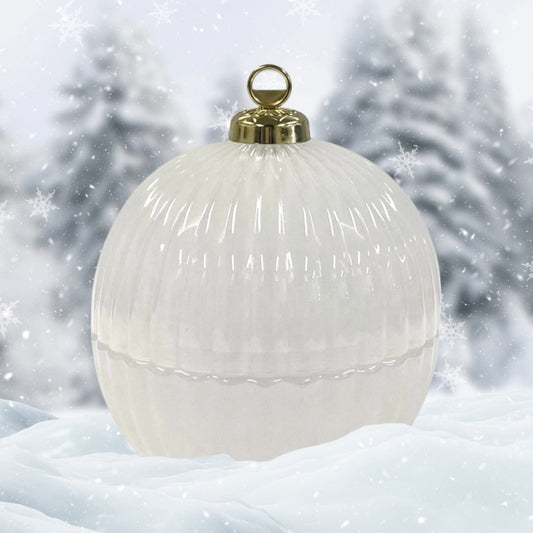 Christmas Bauble Candle Pearl White Med