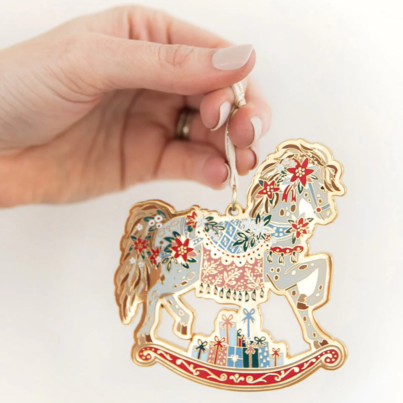 Rocking Horse Enamel Christmas Ornament