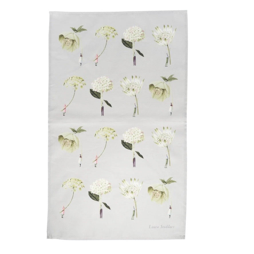 In Bloom Green Flowers Tee Towel