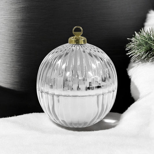 Christmas Bauble Candle Silver Med